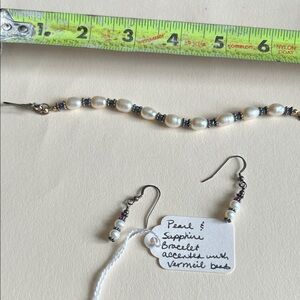 Elegant Pearl and Sapphire Bracelet with Vermeil Accents
